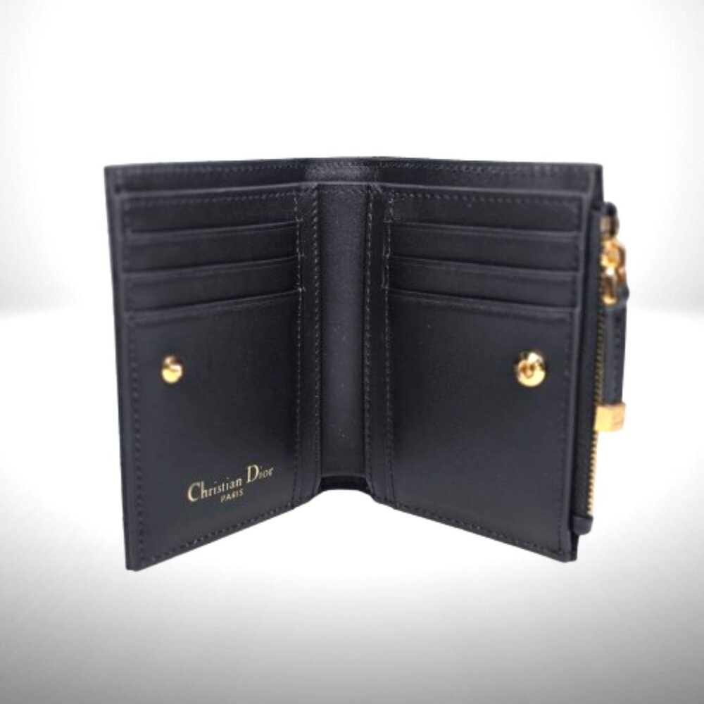 Dior Caro Dahlia Wallet Black Supple Cannage Calfskin - Picture 7 of 8